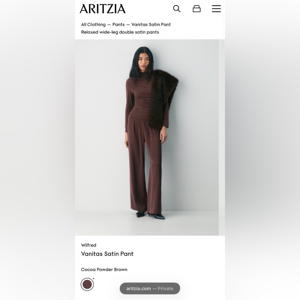 Aritzia Vanitas Satin Pant - Relaxed wide-leg double satin pants